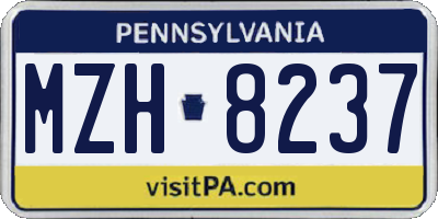 PA license plate MZH8237