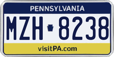 PA license plate MZH8238