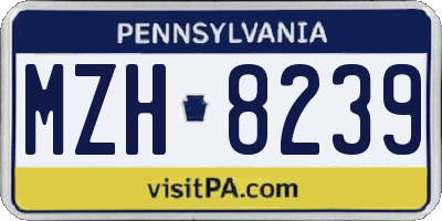 PA license plate MZH8239