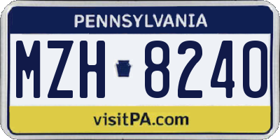 PA license plate MZH8240