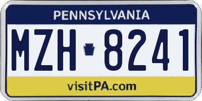 PA license plate MZH8241