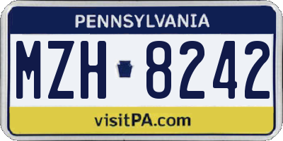 PA license plate MZH8242