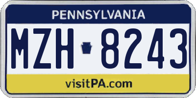 PA license plate MZH8243