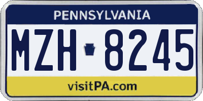 PA license plate MZH8245