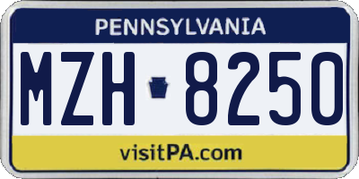 PA license plate MZH8250
