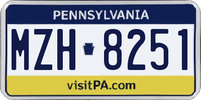 PA license plate MZH8251