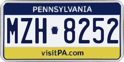 PA license plate MZH8252