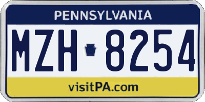 PA license plate MZH8254