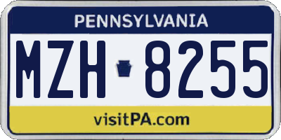 PA license plate MZH8255