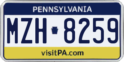 PA license plate MZH8259