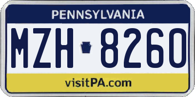 PA license plate MZH8260