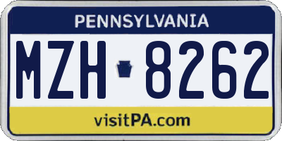 PA license plate MZH8262