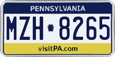 PA license plate MZH8265