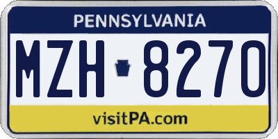 PA license plate MZH8270
