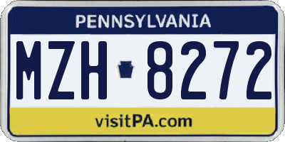 PA license plate MZH8272