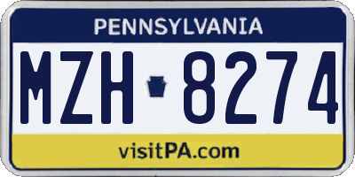PA license plate MZH8274