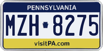 PA license plate MZH8275