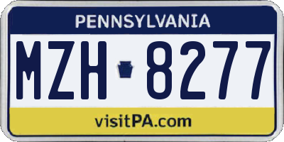 PA license plate MZH8277