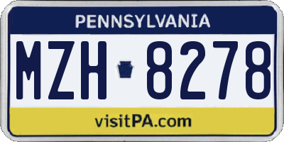 PA license plate MZH8278