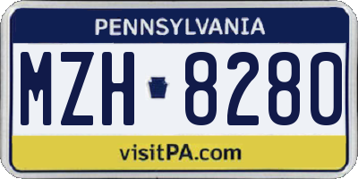 PA license plate MZH8280