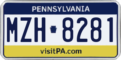 PA license plate MZH8281