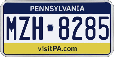 PA license plate MZH8285