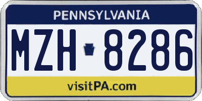 PA license plate MZH8286