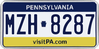 PA license plate MZH8287