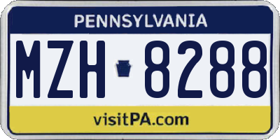 PA license plate MZH8288
