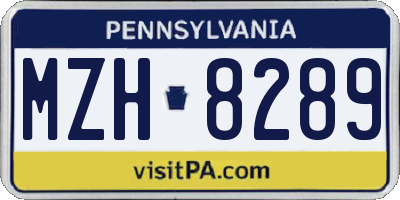 PA license plate MZH8289