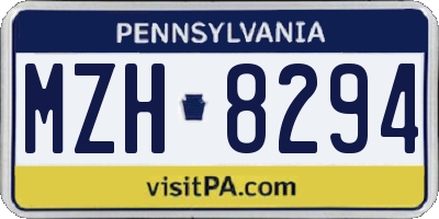 PA license plate MZH8294