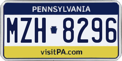 PA license plate MZH8296