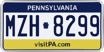 PA license plate MZH8299
