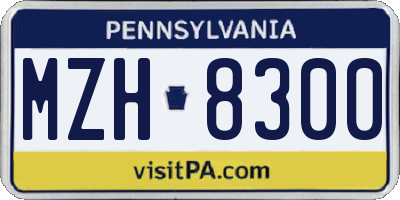 PA license plate MZH8300