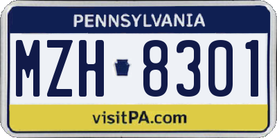 PA license plate MZH8301