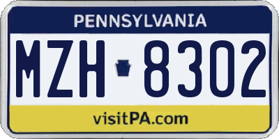 PA license plate MZH8302