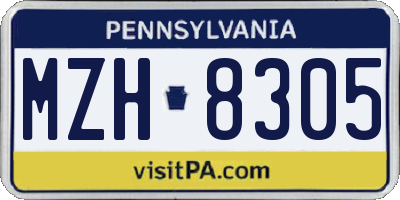 PA license plate MZH8305