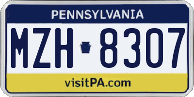 PA license plate MZH8307
