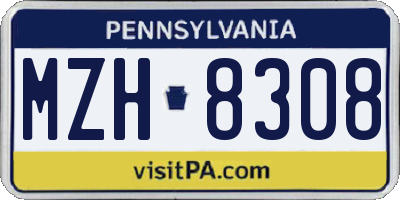 PA license plate MZH8308