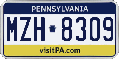 PA license plate MZH8309
