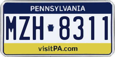 PA license plate MZH8311