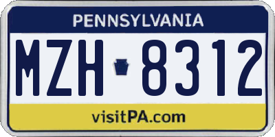 PA license plate MZH8312
