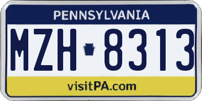 PA license plate MZH8313