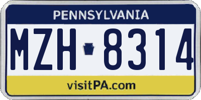 PA license plate MZH8314