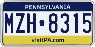 PA license plate MZH8315