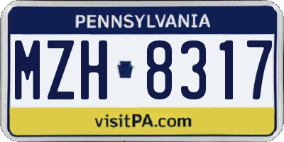 PA license plate MZH8317