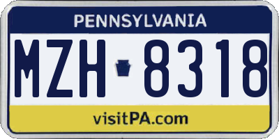 PA license plate MZH8318