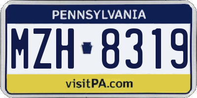 PA license plate MZH8319