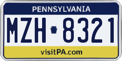 PA license plate MZH8321