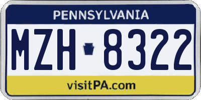 PA license plate MZH8322